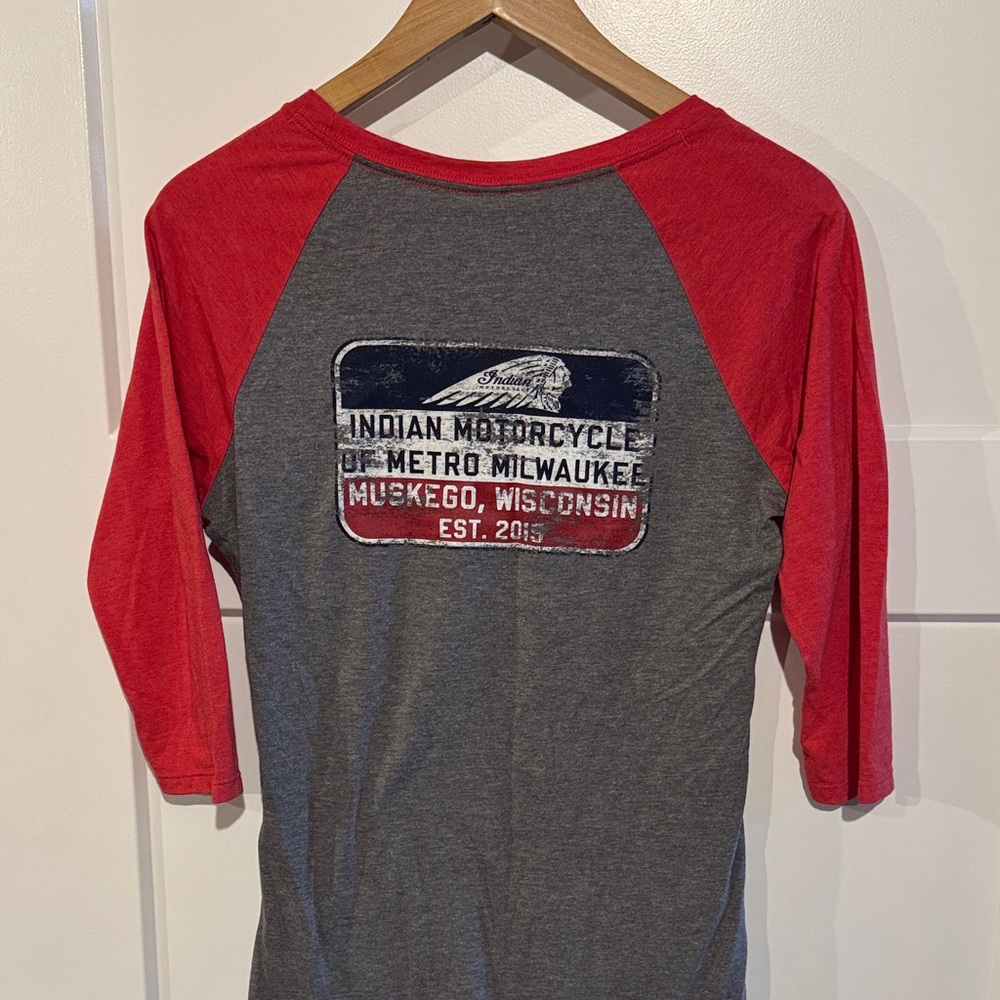 Indian Motorcycle Women's Raglan Jersey - Red & Gray - Picture 2 of 2